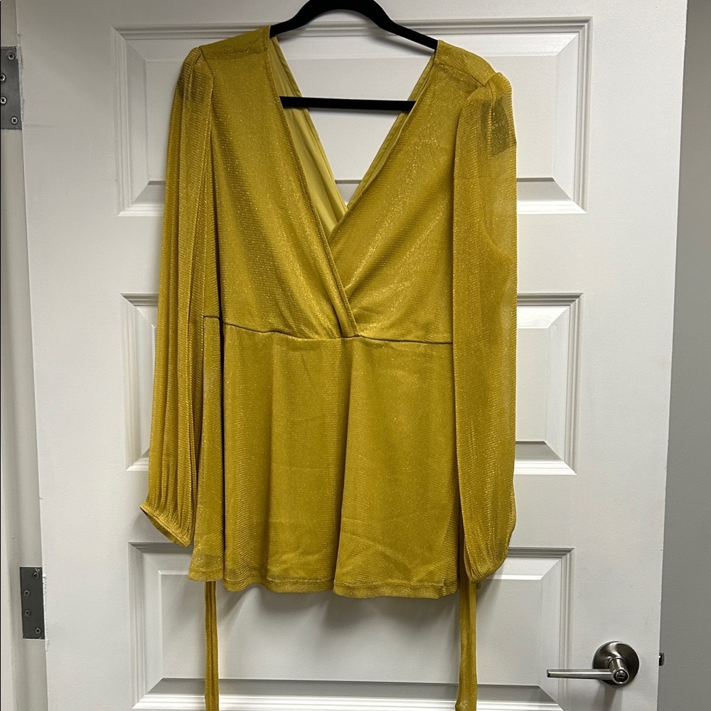 Torrid Mustard Yellow Wrap Blouse